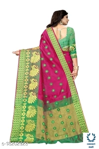 COTTON BASED JACQUARD SAREES  - Saree Length Size-5.5m Blouse Length Size-0.8, Cotton Silk, Zari Woves, Pack of;1